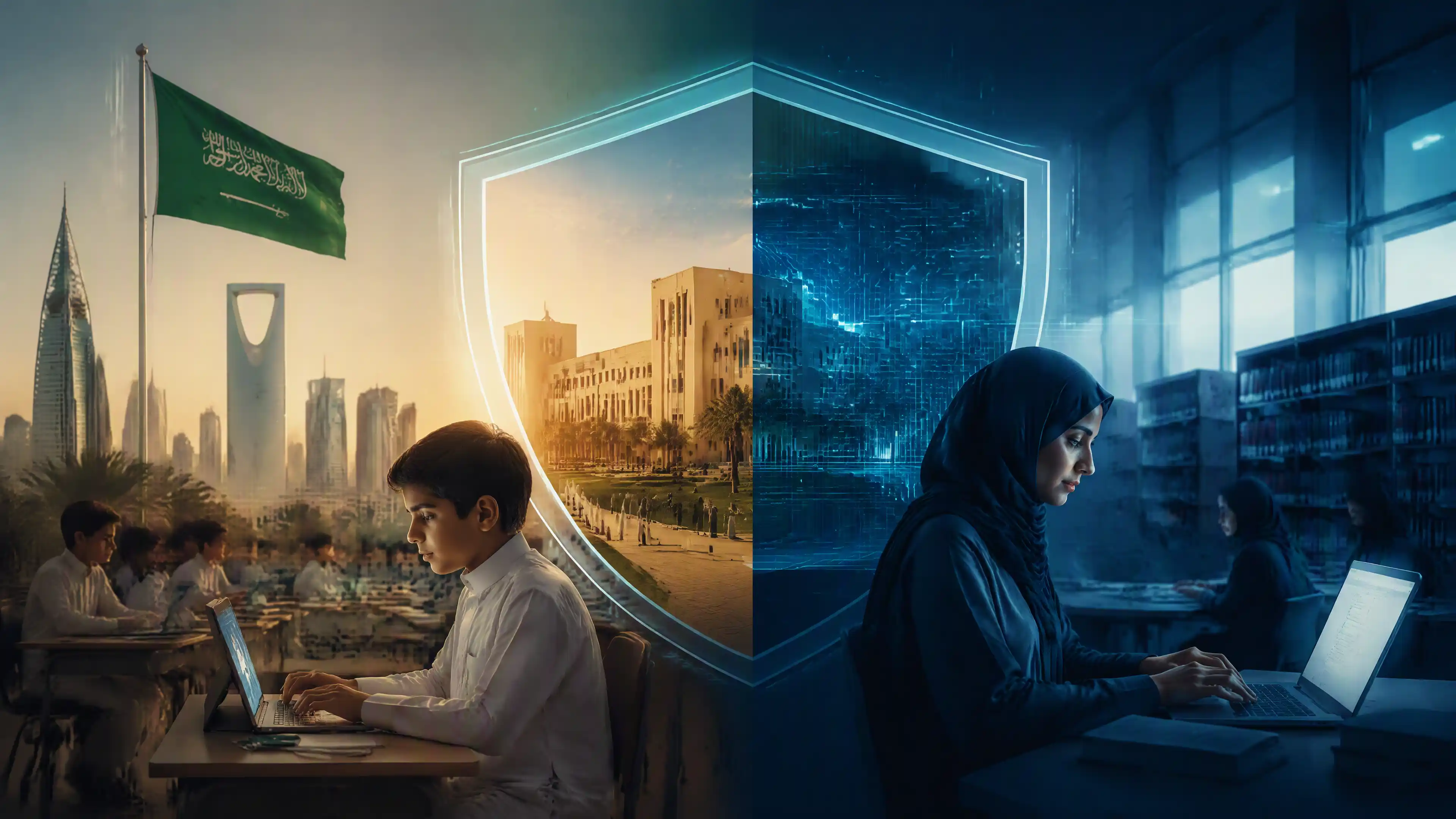 Cybersecurity protecting Saudi schools and universities, student data, digital learning platforms, and educational IT infrastructure